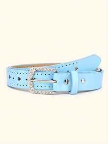 1pc Rhinestone Square Buckle Belt For Teenage Girls, Retro Punk Style, Unisex Casual Belt Suitable For Jeans, Skirts And Party Outfits - Belt - View 12