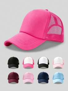 1 Stück Unisex Trucker Cap, einfarbige Baseballkappe, Street Fashion Mesh Cap, Outdoor Sonnenschutz Freizeitkappe, geeignet für Frühling, Sommer, Herbst, Reisen, Strand - Verschiedenfarbig - Übersicht 2