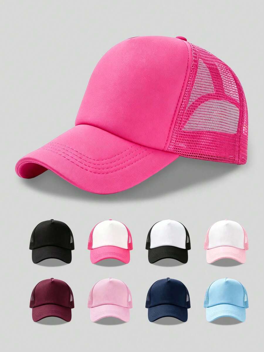 1 Stück Unisex Trucker Cap, einfarbige Baseballkappe, Street Fashion Mesh Cap, Outdoor Sonnenschutz Freizeitkappe, geeignet für Frühling, Sommer, Herbst, Reisen, Strand