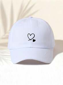 1 pieza Gorra de béisbol lavada con estampado de "Dos Corazones", diseño minimalista y versátil, accesorio de moda casual unisex adecuado para actividades al aire libre, para todas las estaciones - béisbol - Ver 2
