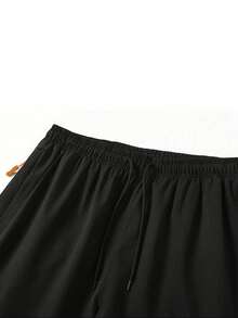 Men's Summer Cool Elastic Ice Silk Short Sleeved Ice Silk Quick Drying Sports Shorts Set Suitable For Fitness Running Training Outdoor Running Wear - Black - View 10
