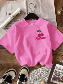 LUNE Holiday, Spring, Women's Holiday Sets, Women's Spring T-Shirt - Bright Pink - View 2