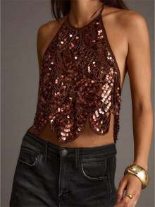 Women Tank Tops & Camis - 咖啡色 - 查看 1