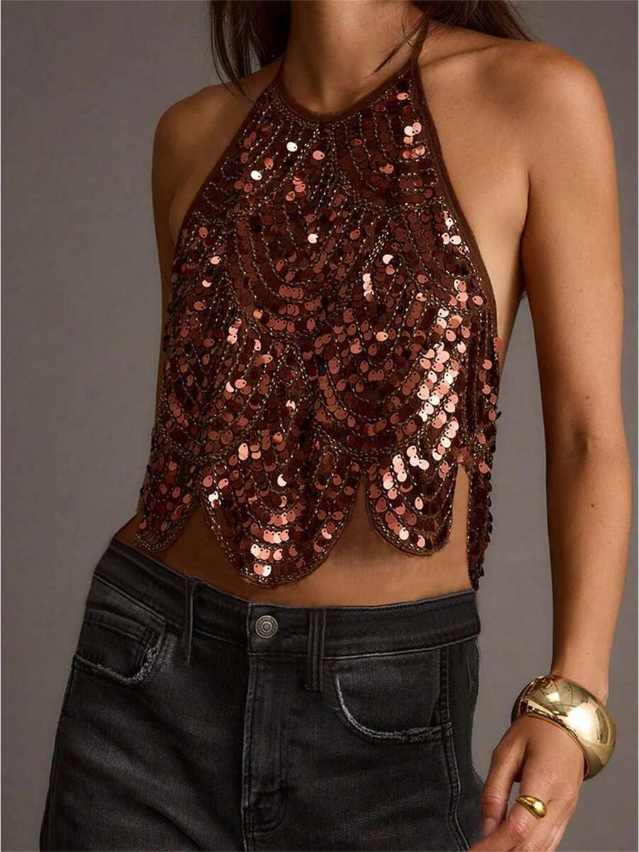 Women Tank Tops & Camis - 咖啡色 - 查看 1