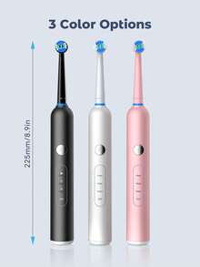 JMMO 電動牙刷 – 6 種清潔模式，IPX7 防水，USB 充電 | 智慧型計時器，300mAh 電池，柔軟刷毛，多種顏色可選，美白牙齒，呵護牙齦健康，提供卓越的口腔護理，刷頭可更換 - 彩色 - 查看 7