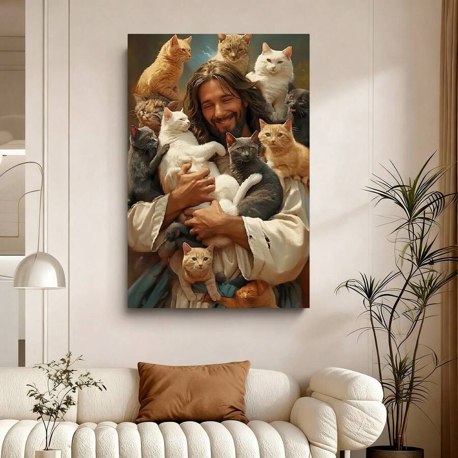 Framed Flat, 1pc Wooden Framed Canvas Painting Wall Art Poster, A Baby Pig with a Teal Plaid Bow on Its Head 1, Classic Modern Style, Elegant Decorative Artwork with Pine Wood Frame, Suitable for Valentine's Day & Christmas Decor, Office Decoration, Ho - Enmarcado - Ver 1