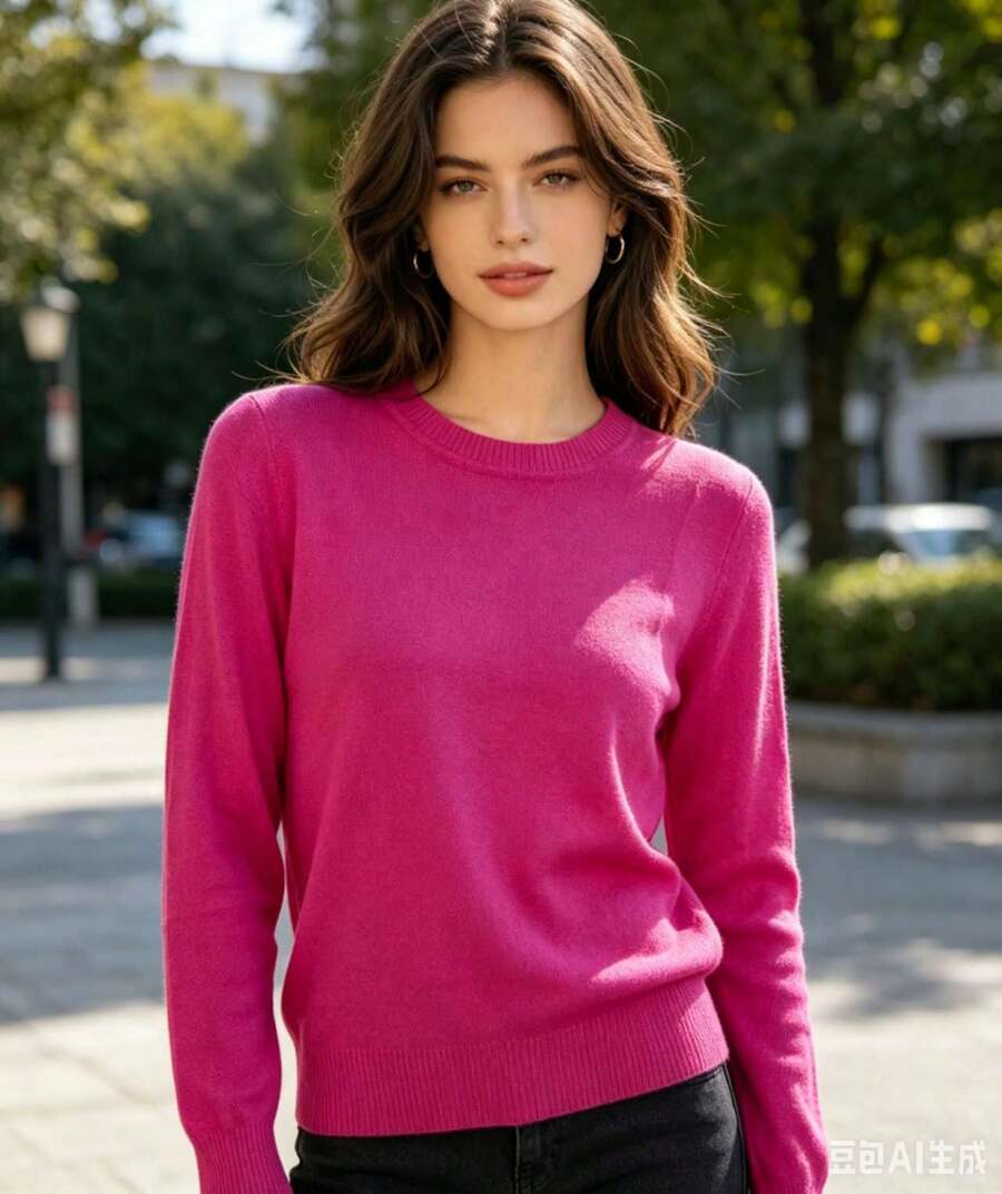 Women's Winter Fashion Sweater, Super Comfortable. - 玫紅色 - 查看 1