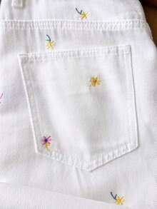 Jeans blancos anchos y sueltos con bolsillos, de uso casual y versátil para mujeres - Rosa - Ver 3