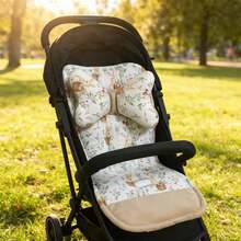 1 Piece Baby Stroller Seat Cushion, Cartoon Rabbit Pattern, Comfortable Cushion With Headrest, Reversible For All Seasons, Suitable For Daily Use - Multicolor - View 3