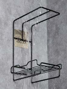 1pc-Kitchen Sink Organizer Rack, Towel & Rag Holder And Utensil Storage - Metal Over-Sink Drainer Rack, Suitable For Sponges, Brushes And Soap - Easy To Clean Design, Suitable For Countertop Or Wall Use, Kitchen Sink Accessories - Black - View 4
