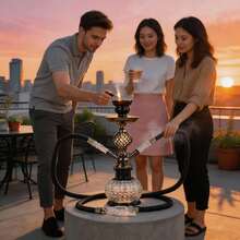 1pc Exquisite Round Barrel Shaped Water Pipe, High-End Double Tube Water Pipe, Exquisite Design | Beautiful And Atmospheric, Suitable For Party Use, Perfect Gift For Friends - one-size - View 3