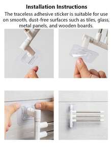 1pc Rotating Bathroom Towel Rack, Drill-Free Stainless Steel Sink Rotating Wall-Mounted Towel Holder, Kitchen Dishcloth Towel Rack - Multicolor - View 10