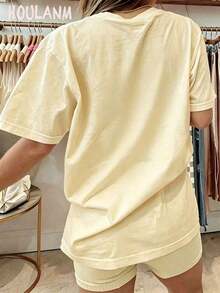 Women's Crocodile Print T-Shirt "Later Gator" | Spring Tops, Plus Size Short Sleeve T-Shirt, Women's Clothing, Summer Clothes For Women - 黃色 - 查看 2