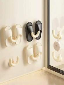 3pcs No Drill Bathroom Shoe Rack Adhesive Hooks System, Easy To Install And Organize, Durable Drainage Shoe Storage Hooks For Boots, Slippers, Sandals Wall Mounted Rack, Quick Installation, Sturdy Adhesion, Space Saving, Modern Minimalist Style, Suitable For Busy Households Tidy And Convenient Shoe Storage, 1 Set - Multicolor - View 7