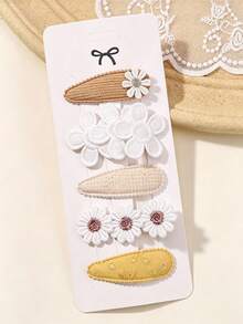 10pcs/2sets Cute Flower & Bow Hair Clips, Side Clip Hair Accessories Suitable For Little Girls - Multicolor - View 6