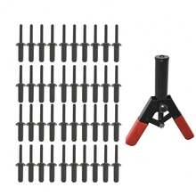 41 PC Plastic Rivet Gun Set Assorted Riveter Rivet Gun Quick Set Hand Tool W/ 40 Poly Rivets - Black - View 11