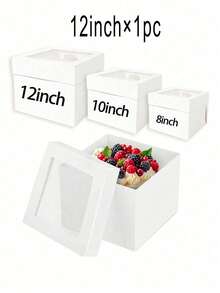 6 piezas/1 pieza Caja de embalaje para pasteles con ventana, Caja de pasteles 3 tamaños: 8 pulgadas/10 pulgadas/12 pulgadas, Adecuada para el Día de San Valentín, fiestas y otras festividades, Caja de embalaje con ventana transparente - multicolor - Ver 10