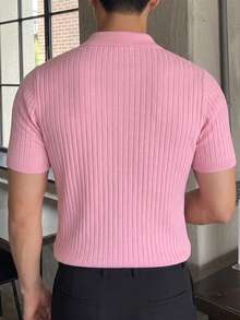 GRDR Áo len nam tay ngắn màu trơn, thời trang cho mùa hè. - Hồng - Xem 3