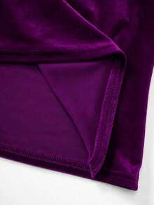 Vestido con cuello de halter y bajo de cola de sirena para mujer, vestido elegante sin espalda con pliegues sin mangas y ajuste ceñido color rosa intenso liso para fiestas y salidas nocturnas, vestido largo de mujer para primavera/verano - Morado - Ver 6
