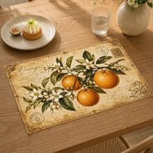 1pc Lemon Pattern Linen Placemat, Breakfast Mat, Coffee Coaster, Bowl Pad, Kitchen Accessory, Easy To Clean Dining Mat, Suitable For Home, Restaurant, Dining Decor, Holiday Gift, Gift For Friends, Multi-Piece Set - Multicolor - View 8