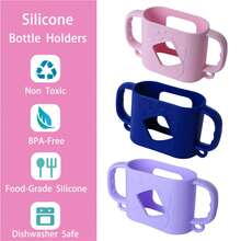 Tay cầm bình sữa bằng silicon hình tên lửa hoạt hình mới, phụ kiện bình sữa hàng ngày, vỏ silicon mềm dẻo, phù hợp với hầu hết các loại bình có cổ cao. - Nhiều màu - Xem 5