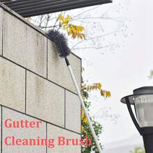 7-Section Extendable Gutter Cleaning Tool Set, 7.48ft, No-Ladder Needed - Durable Aluminum Alloy, Easy Leaf & Debris Removal With Black Bristle Brush - A - View 9