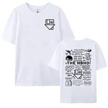 Women's Short-Sleeved T-Shirts, Round Neck, 100% Cotton, Streetwear Style, With Abstract Graffiti Print And Brand Logo, Casual Round Neck T-Shirt, Soft And Breathable Cotton, Ideal For Everyday And Fashionable Outfits, Black Color. - 白色 - 查看 4