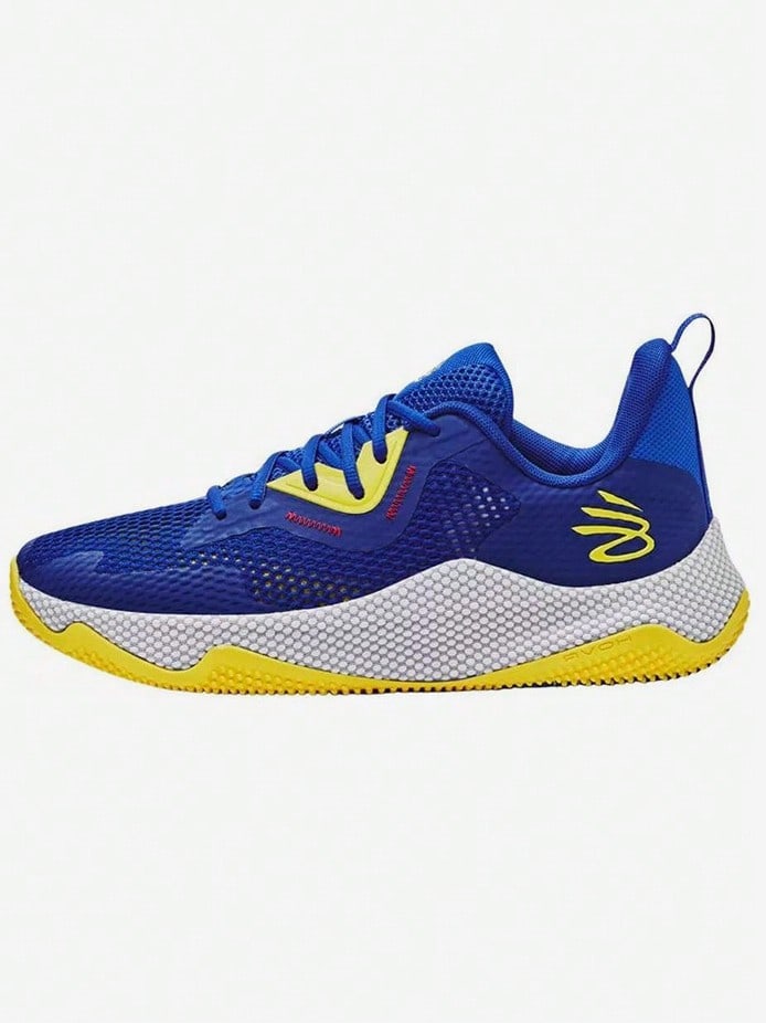 Under Armour Curry HOVR Splash 3 缓震科技，透气耐穿的男士低帮篮球鞋。 - 藍色/黃色 - 查看 1