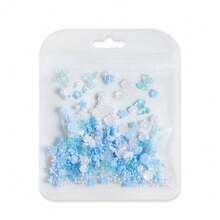 1 Pack Mixed 3D Flower & Bow Resin Filler Materials; Blue, White, Rose Epoxy Resin DIY Craft Supplies; Suitable For Making Hair Clips, Photo Frames, Earring Accessories And DIY Keychains; Ocean Themed Resin Filling Supplies - Multicolor - View 8