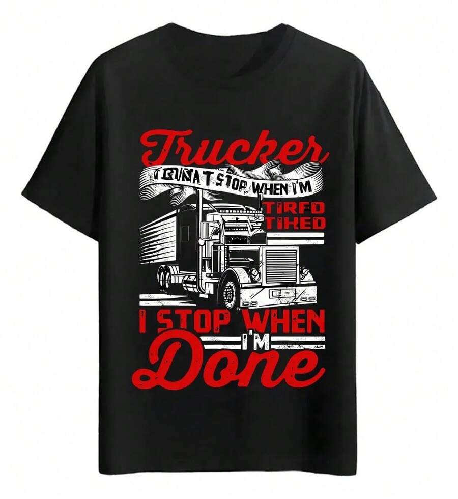 Trucker Tired Done T-Shirts - Black - View 1