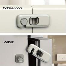 2pcs Baby Safety Fridge Lock, Drill-Free Self-Adhesive Refrigerator Door Lock, Child-Proof Cabinet Door Drawer Lock, Anti-Opening Finger Pinch Protection, Durable ABS Safety Lock, Suitable For Kitchen Home - Thickened Upgraded Version - View 3