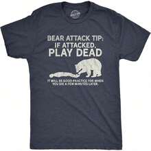 Crazy Dog Men's T-Shirt, Bear Attack T-Shirt, Funny Camping T-Shirt, Sarcastic Hiking T-Shirt HSSR JEZI - 黑色 - 查看 10