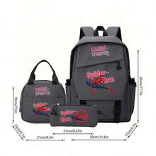 Miniso Bộ 3 món Marvel Spider-Man Crime-Fighter màu xám gồm ba lô, túi đựng laptop, túi giữ nhiệt và hộp đựng bút, thích hợp cho văn phòng, học tập và du lịch. - Xám - Xem 5
