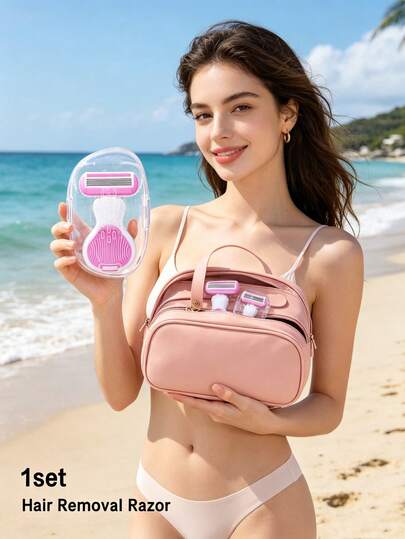 Máy cạo lông nữ, thích hợp cho vùng nách, chân và bikini, máy cạo lông cầm tay, dao cạo cầm tay màu hồng, máy cạo lông bikini cầm tay 5 lưỡi, lưỡi dao thay thế bằng thép không gỉ, đầu cạo màu hồng, quà tặng thiết yếu cho bé gái khi đi du lịch, thích hợp cho bãi biển, kỳ nghỉ, du lịch, công tác, thiết kế nhỏ gọn dễ mang theo, quà tặng cho người yêu, bạn bè, gia đình, giáo viên, quà sinh nhật, quà tựu trường, mùa xuân và mùa hè.