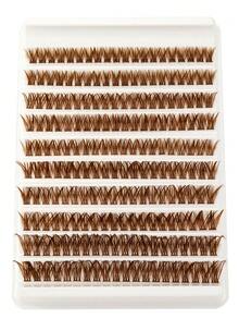 200pcs Dense Curly Eyelashes, 80D Coffee Brown Cat Eye Lashes, Natural Brown Soft Fan-Shaped Lashes Suitable For DIY Eyelash Extension, Home Use, Travel And Daily Makeup - View 7