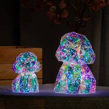 30cm Personalized Pet Dog Lamp, Colorful Teddy Dog Light, USB Powered, Unique Desktop Decor, Handmade Creative Gift For Wedding, Valentine's Day, Birthday - 30cm Teddy Dog - View 9