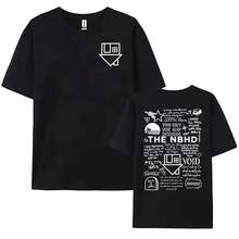 Women's Short-Sleeved T-Shirts, Round Neck, 100% Cotton, Streetwear Style, With Abstract Graffiti Print And Brand Logo, Casual Round Neck T-Shirt, Soft And Breathable Cotton, Ideal For Everyday And Fashionable Outfits, Black Color. - 黑色 - 查看 4