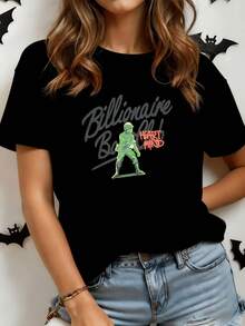 Astronaut Figure In A Determined Pose Symbolizing The Exploration Of New Goals And The Inner Strength To Move Forward Without Fear, With Bold Lettering Inspiring Confidence And Energy. Modern Casual Women's T-Shirt For Everyday Wear - 黑色 - 查看 8