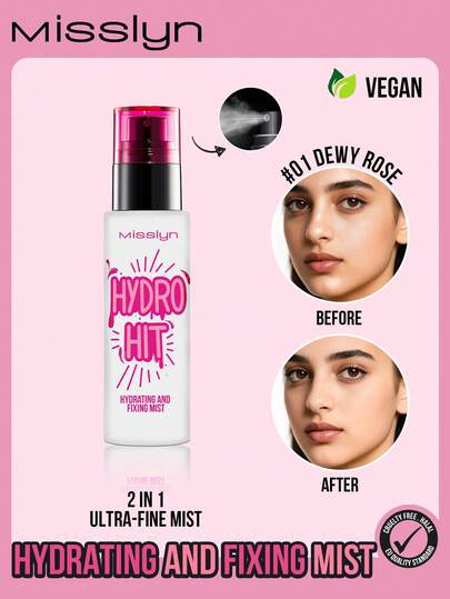  MISSLYN-HYDRATING AND FIXING MIS, Hydrating And Fixing Spray, 2 In 1 Spray, Long-Lasting Makeup, Hydrating, Ultra Fine Mist, Glow Finish, Soothing And Lightweight, Non-Cakey, Barrier Repair, Fine Face Mist With Hyaluronic Acid, Multifunctional Use, Skin Refreshing, Sensitive-Skin Friendly, Setting Spray For Longer Wearing Makeup, Rose Extract Infused, Vitamin E, Ideal For All Skin Types, Vegan & Cruelty-Free, Holiday, Beach, Graduation, Summer, Fall Autumn, Birthday, Travel, Outdoors