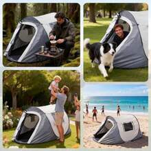 Gugxiom Tienda de campaña emergente Tienda emergente Impermeable Tiendas de campaña para Exteriores diseño de Doble Puerta para Acampar Hacer Senderismo y Viajar - como en la imagen - Ver 8