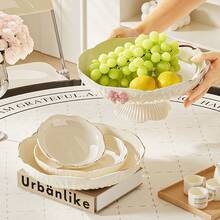 5,9/7,7/9,06 pouces Assiettes en plastique PP de tailles multiples, avec bord ondulé argenté antidérapant. Plateaux pour fruits et salades, vaisselle réutilisable pour la maison et les fêtes - blanc laiteux - Voir 5