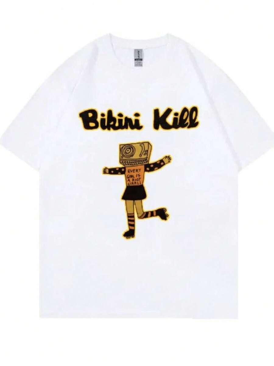 Women's Blouses Punk Rock Band Bikini Kill Every Girl Is A Riot Girrl Graphic T Shirts Men Women Casual Oversized T-Shirts Mens Vintage Tshirt - 白色 - 查看 1