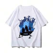 Women's Casual Short-Sleeved Crew Neck T-Shirt With Unique Graphic Print, Regular Fit Knit Top For Everyday Urban Style. - 白色 - 查看 1