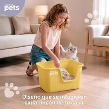 ESQUIMAL Cat Litter Box With Scoop, High Walls (Gray, Large) - Yellow - View 5