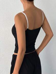 Camiseta de mujer con parches de encaje, con recortes de encaje floral calados, elegante para festivales de música, Día de San Valentín, boda, uso casual, playa, ir al trabajo - Negro - Ver 6