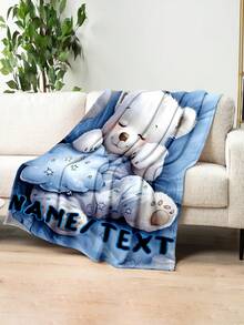 Personalized Polar Bear Fleece Blanket - Soft & Lightweight, Customizable Name, Suitable For Sofa, Bed, Camping & Office - Warm & Cozy Winter Essential, Homey Home Decor | Charming Bedroom Decoration | Durable Polyester Bedding Blanket, Perfect Gift For Kids - Multicolor - View 2