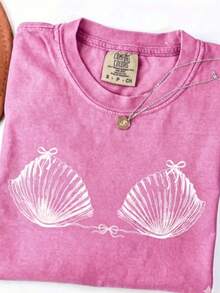 2026THEEARTHHISGLORYPatternRetroWashableHigh QualityCottonDouble-Sided PrintingTShirtMen'sTShirtOld ModelSummerClothingDrop ShoulderSleeveRound NeckTo - 玫紅色 - 查看 3