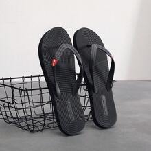 男士人字拖，高端防滑防臭人字拖凉鞋，时尚橡胶户外厚底沙滩拖鞋 - 黑色 - 查看 6