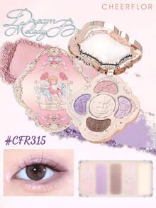 CHEERFLOR 5-Color Retro Western Style Eyeshadow Palette With Mirror, Matte And Pearlescent Eyeshadows, Highly Pigmented And Long-Lasting, Smooth Texture, Delicate Inner Tray Design, Includes Highlighter And Blush - #CFR315 - View 11