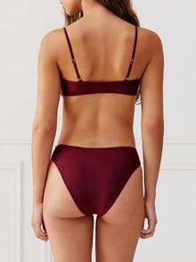 Women's Sexy One Piece Swimsuit Ruched Cut Out Swimwear Bathing Suit - Burgundy - View 2